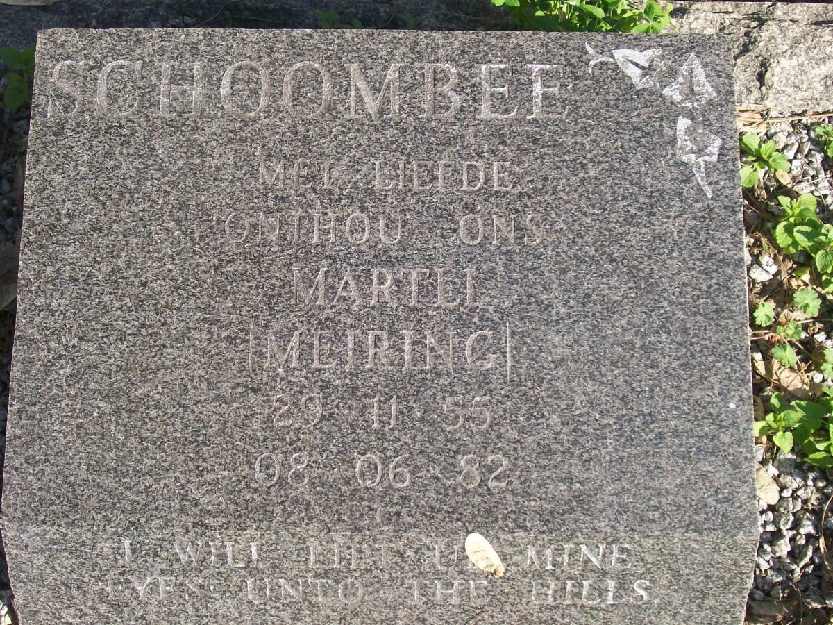 SCHOOMBEE Martli nee MEIRING 1955-1982