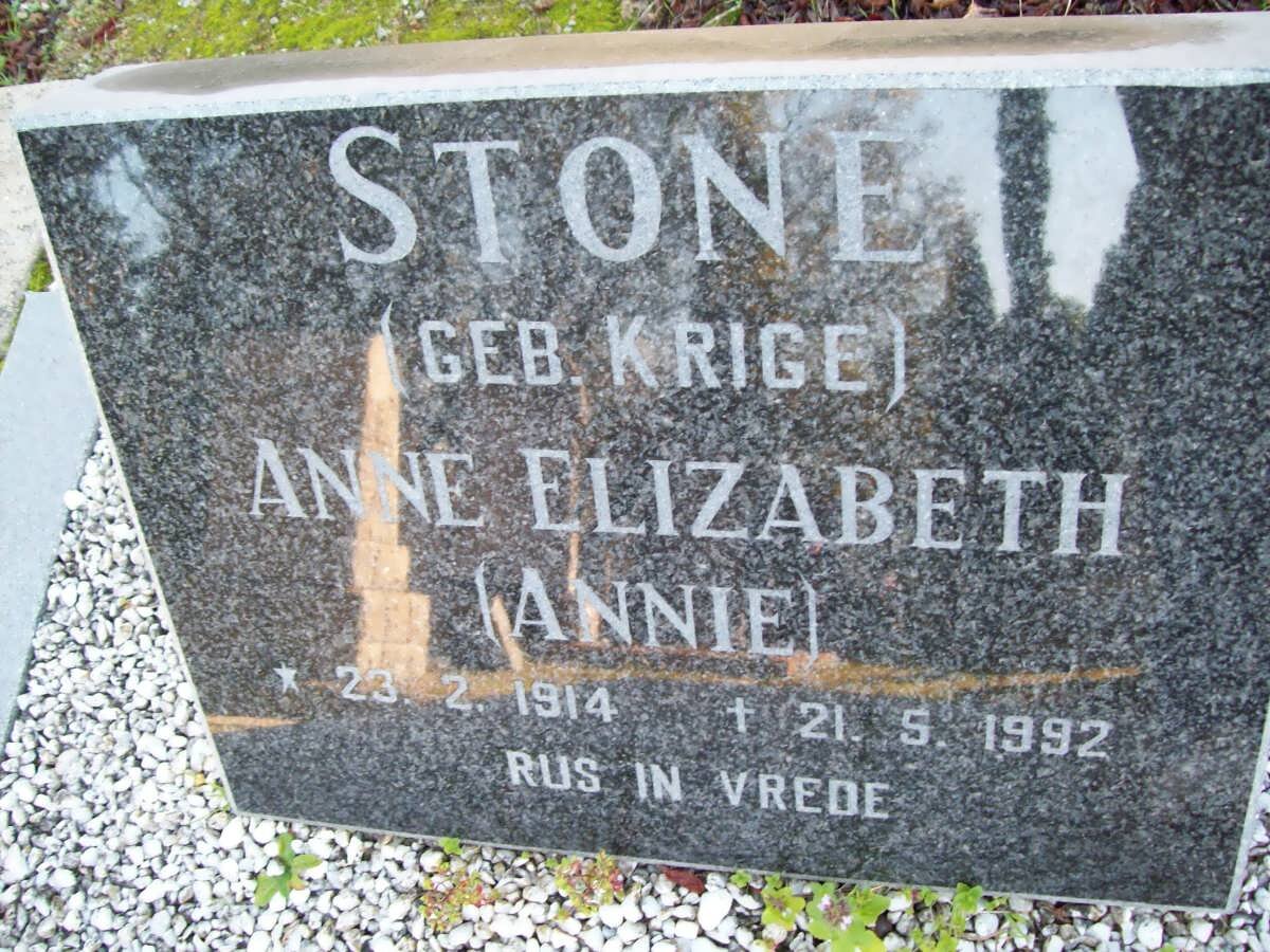 STONE Anne Elizabeth nee KRIGE 1914-1992