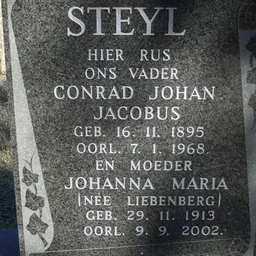 STEYL Conrad Johan Jacobus 1895-1968 &amp; Johanna Maria LIEBENBERG 1913-2002