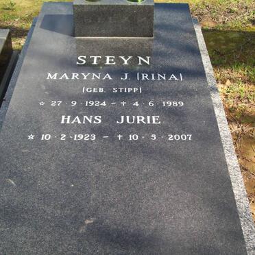STEYN Hans Jurie 1923-2007 &amp; Maryna J. STIPP 1924-1989