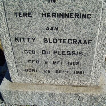 SLOTEGRAAF Kitty nee DU PLESSIS 1908-1991