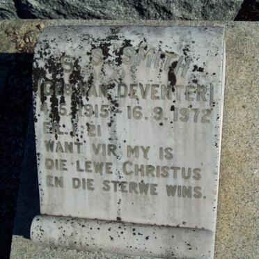 SMITH S.S. nee VAN DEVENTER 1915-1972