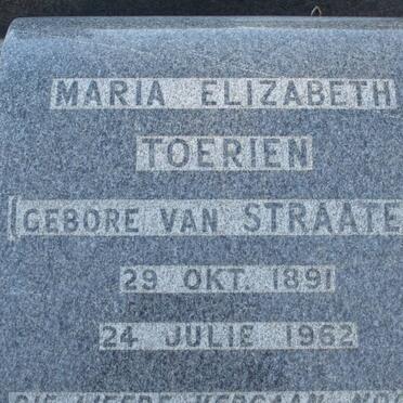 TOERIEN Maria Elizabeth nee VAN STRAATEN 1891-1962