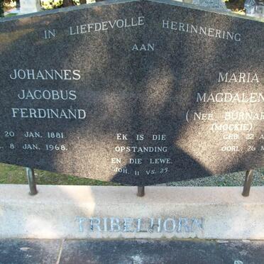 TRIBELHORN Johannes Jacobus Ferdinand 1881-1968 &amp; Maria Magdalena BURNARD 1880-1963