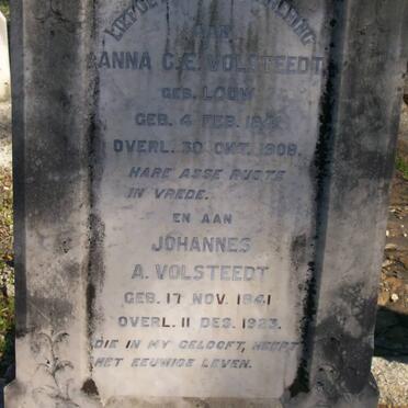 VOLSTEEDT Johannes A. 1841-1923 &amp; Anna C.E. LOUW 1841-1908