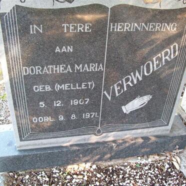 VERWOERD Dorathea Maria nee MELLET 1907-1971