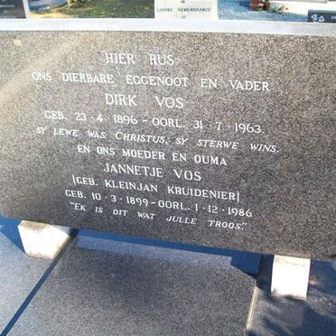 VOS Dirk 1896-1963 &amp; Jannetje KRUIDENIER 1899-1986