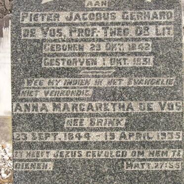 VOS Pieter Jacobus Gerhard, de 1842-1931 &amp; Anna Margaretha BRINK 1844-1935