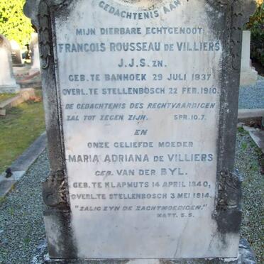 VILLIERS Francois Rousseau, de 1837-1910 &amp; Maria Adriana VAN DER BYL 1840-1914