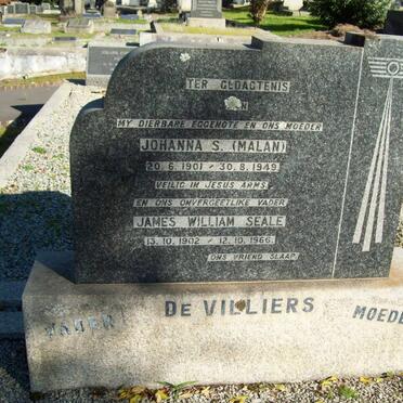 VILLIERS James William Seale, de 1902-1966 &amp;  Johanna S. MALAN 1901-1949
