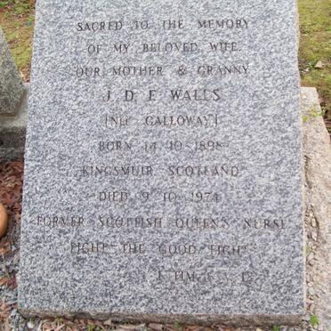 WALLS J.D.E. nee GALLOWAY 1898-1974
