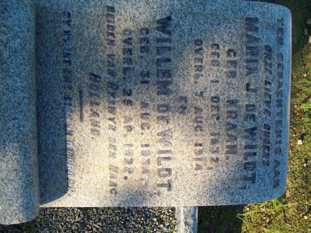 WILDT Willem, de 1834-1922 &amp; Maria J. KRAAN 1832-1914