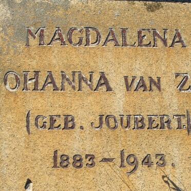 ZYL Magdalena Johanna, van nee JOUBERT 1883-1943