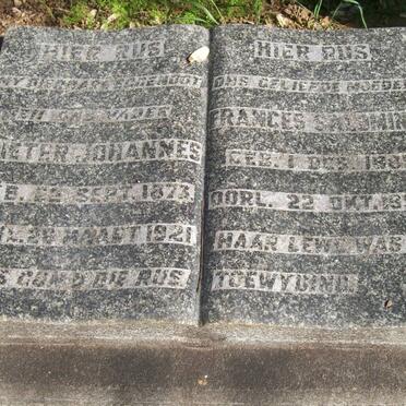 ? Petrus Johannes 1873-1921 &amp; Frances Salomina 1881-1952