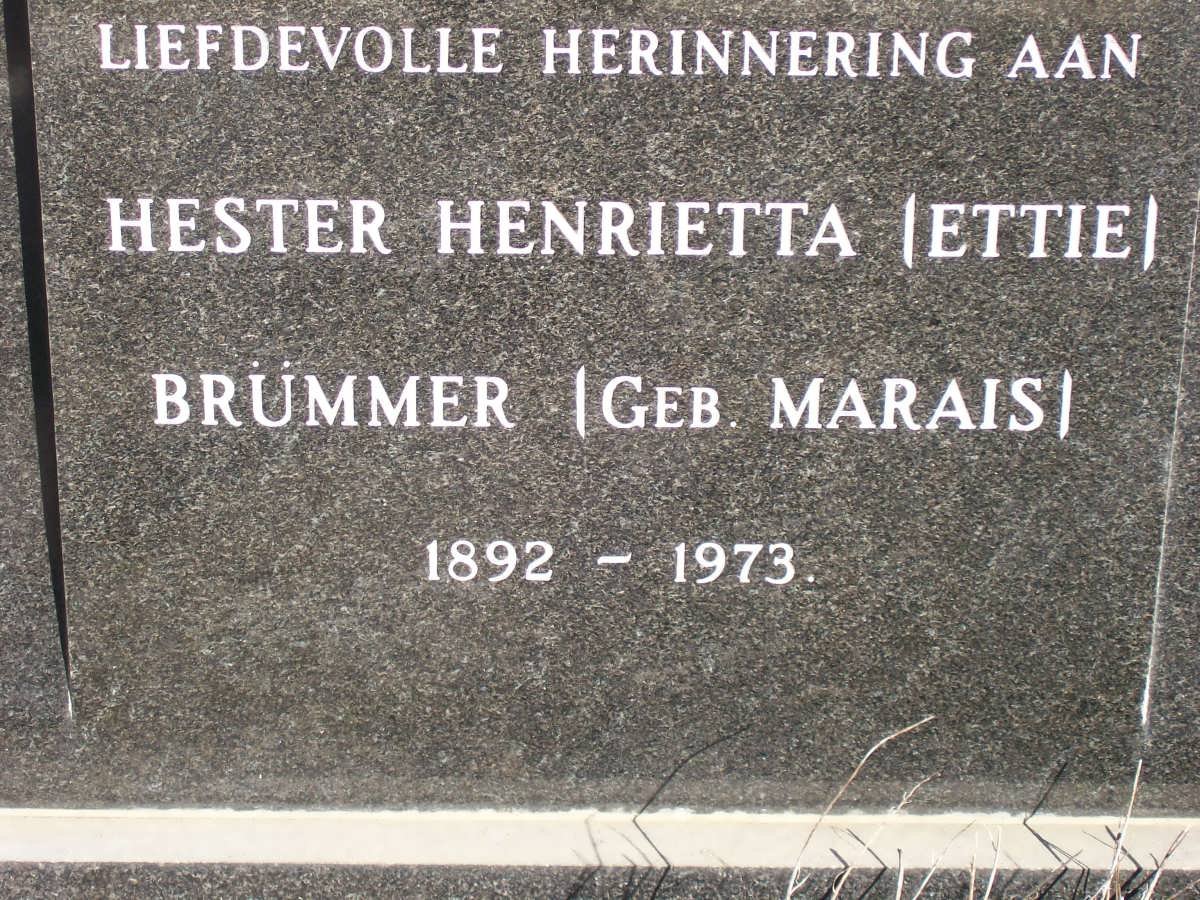 BRUMMER Hester Henrietta nee MARAIS 1892-1973