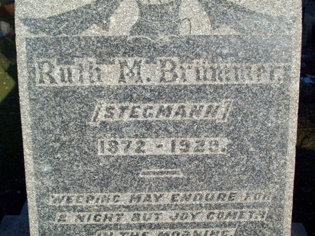 BRUMMER Ruth M. nee STEGMANN 1872-1929