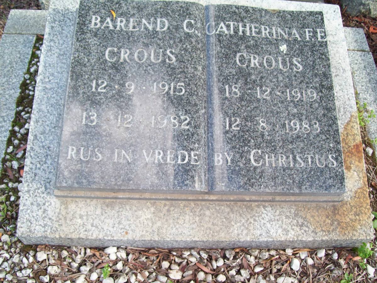 CROUS Barend C. 1915-1982 &amp; Catherina F.E. 1919-1983