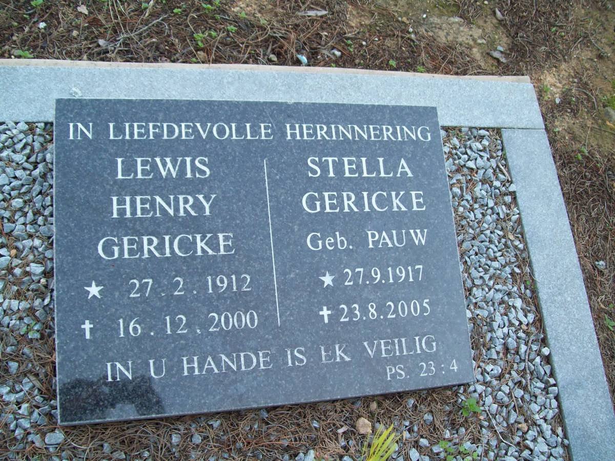 GERICKE Lewis Henry 1912-2000 &amp; Stella PAUW 1917-2005