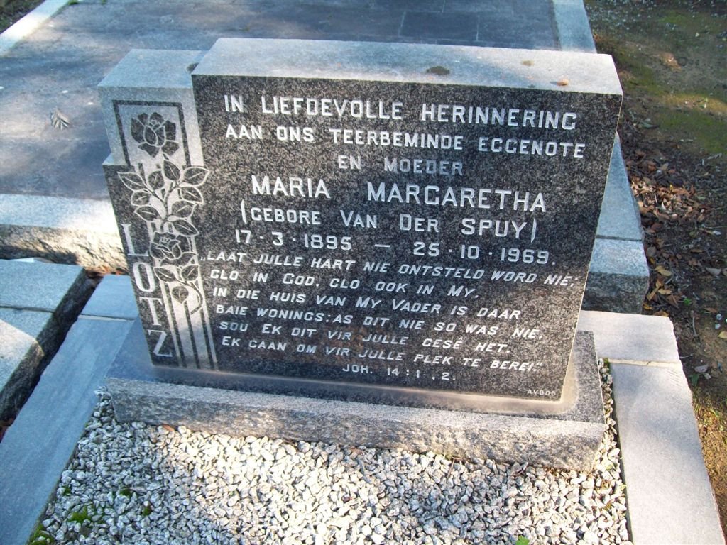 LOTZ Maria Margaretha nee VAN DER SPUY 1895-1969