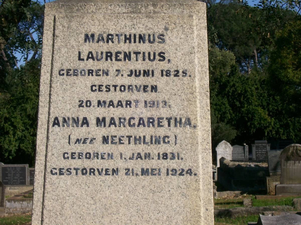 NEETHLING Marthinus Laurentius 1825-1913 &amp; Anna Margaretha NEETHLING 1831-1924