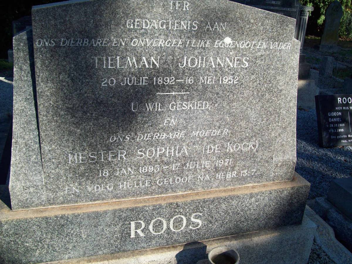 ROOS Tielman Johannes 1892-1952 &amp; Hester Sophia DE KOCK 1893-1971