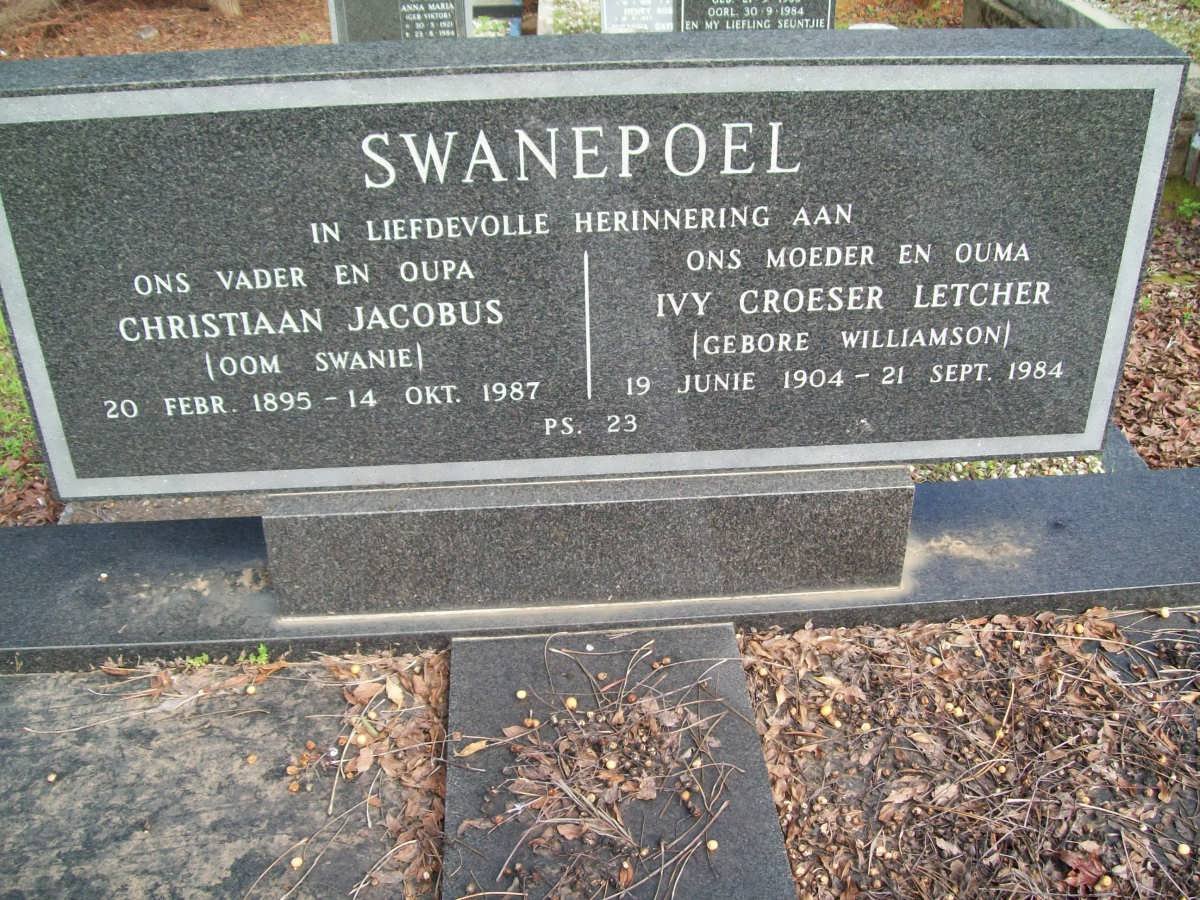 SWANEPOEL Christiaan Jacobus 1895-1987 &amp; Ivy Croeser Letcher WILLIAMSON 1904-1984