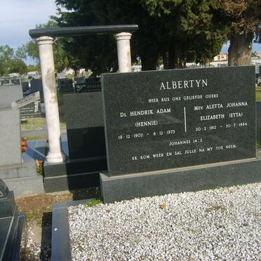 ALBERTYN Hendrik Johannes 1902-1973 &amp; Alleta Johanna Elizabeth 1912-1984