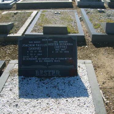 BESTER Joachim Paulus 1915-1984 &amp; Hester Susanna SMIT 1924-