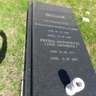 BENADE Johannes Powell Lubbe 1904-1989 &amp; Freida Antoinette GRIMBEEK 1913-2002
