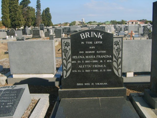 BRINK Helena Maria Francina 1883-1970 &amp; Aletta Fronica 1892-1982