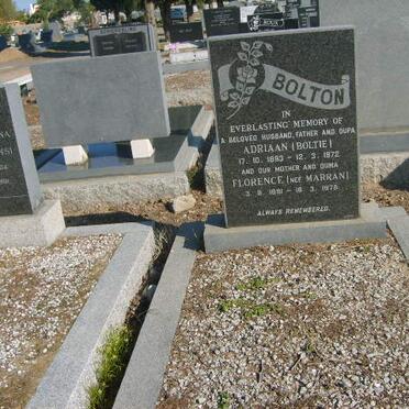 BOLTON Adriaan 1893-1971 &amp; Florence MARRAN 1891-1978