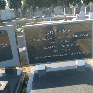 BOTHMA Nicolaas Hendrik 1903-1974 &amp; Helena Margaretha VAN SCHALKWYK -1973