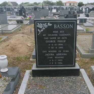BASSON George Philip 1898-1983 &amp; Jacoba Adriana VAN NIEKIERK 1903-1994