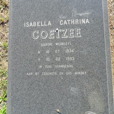COETZEE Isabella Cathrina nee WEAKLEY 1934-1993