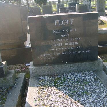 ELOFF Ernst Hendrik 1918-1991 &amp; Nellix C.A.J. PAGE 1913-1968