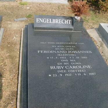 ENGELBRECHT Ferdinand Johannes 1922-2003 &amp; Ruby Caroline COETZEE 1927-2007