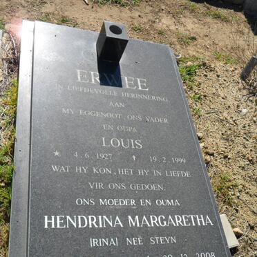 ERWEE Louis 1927-1999 &amp; Hendrina Margaretha STEYN -2008