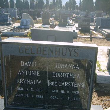 GELDENHUYS David Antonie Krynauw 1916-1998 &amp; Johanna Dorothea CARSTENS 1920-1988