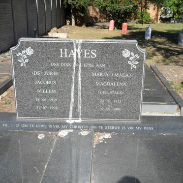 HAYES Jurie Jacobus Willem 1919-1998 &amp; Maria Magdalena STALS 1913-1998