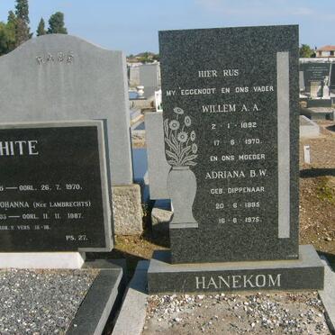 HANEKOM Willem A.A. 1892-1970 &amp; Adriana B.W. DIPPENAAR 1895-1975