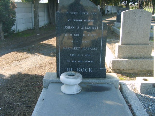 KOCK Johan J.J., de 1904-1970 &amp; Margaret CABANO -1978