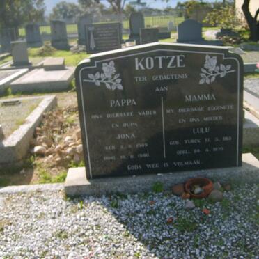 KOTZE Jona 1909-1980 &amp; Lulu TURCK 1915-1970