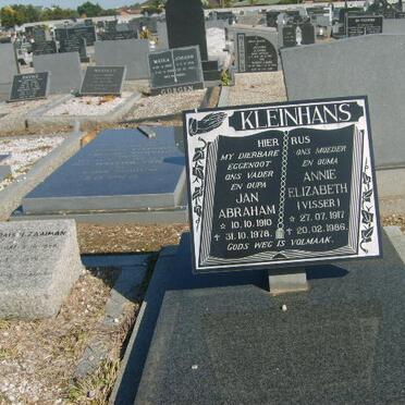 KLEINHANS Jan Abraham 1910-1978 &amp; Annie Elizabeth VISSER 1917-1986