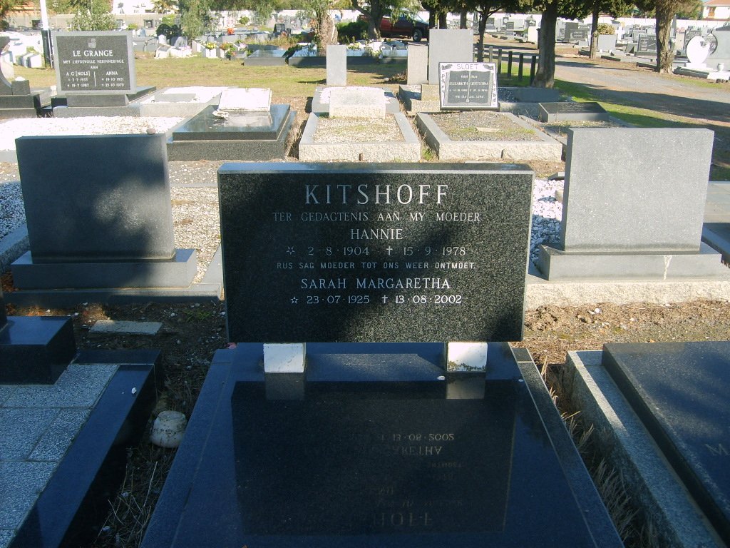 KITSHOFF Hannie 1904-1978 :: KITSHOFF Sarah Margaretha 1925-2002