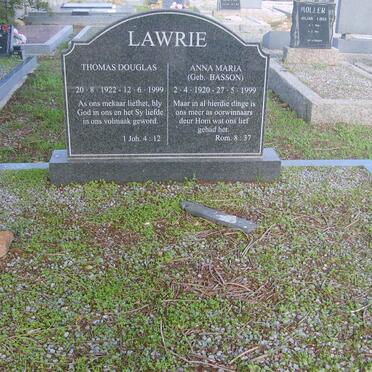 LAWRIE Thomas Douglas 1922-1999 &amp; Anna Maria BASSON 1920-1999