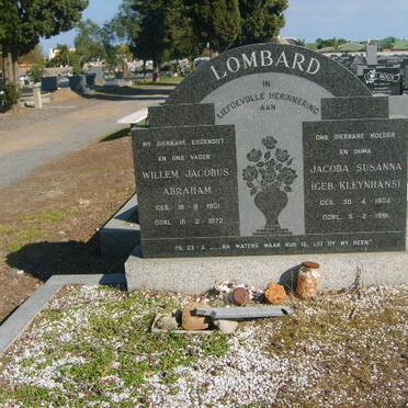 LOMBARD Willem Jacobus Abraham 1901-1972 &amp; Jacoba Susannah KLEYNHANS 1904-1991