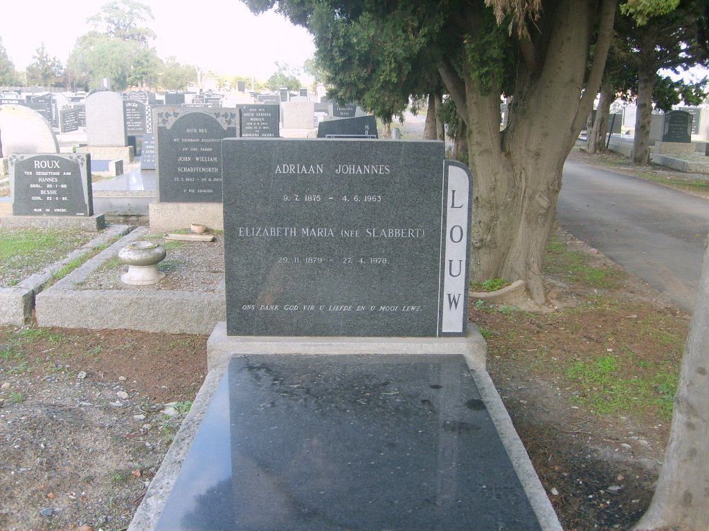 LOUW Adriaan Johannes 1875-1963 &amp; Elizabeth Maria SLABBERT 1879-1978