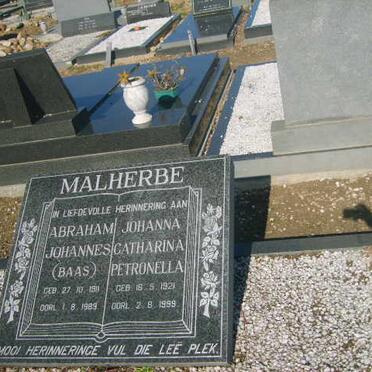 MALHERBE Abraham Johannes 1911-1989 &amp; Johanna Catharina Petronella 1921-1999