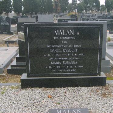 MALAN Daniel Gysbert 1904-1979 &amp; Maria Susanna 1911-1988