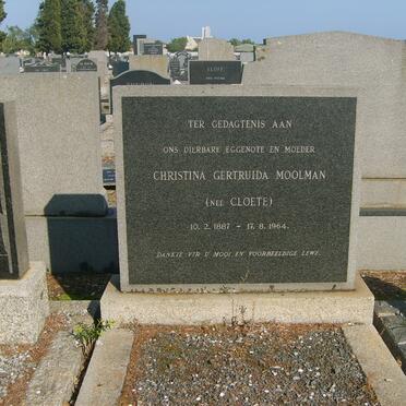 MOOLMAN Christina Gertruida nee CLOETE 1887-1964